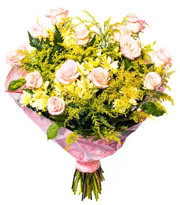 Buquê com 12 Rosas Rosa