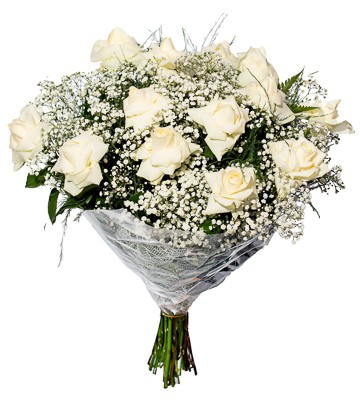 Buquê 12 Rosas Premium Brancas