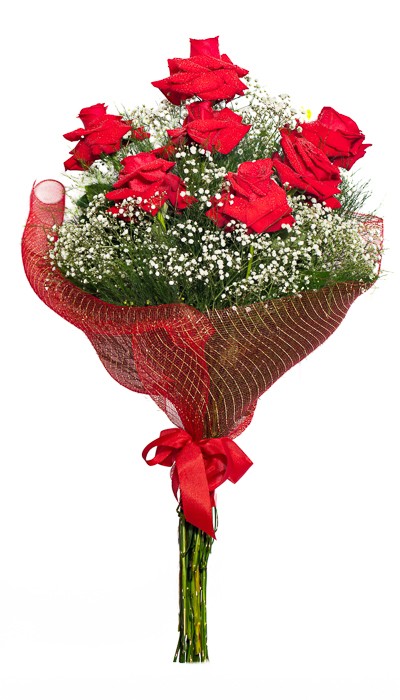 Buquê com 7 Rosas Colombianas na Tela