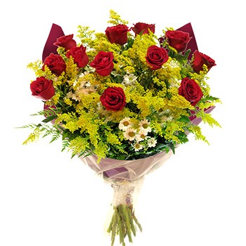Buquê Nacional Com 12 Rosas Vermelhas